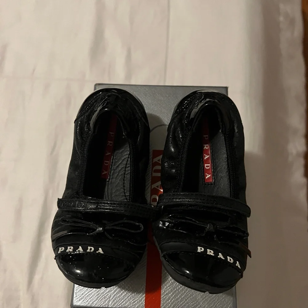 Prada Black Patent Leather Kids Mary Jane Shoes